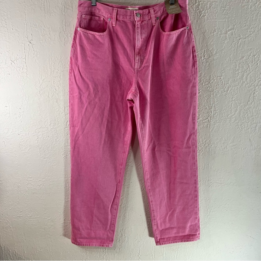 Madewell Baggy Straight Jeans: Garment Dyed Edition in Retro Pink - Picture 3 of 14